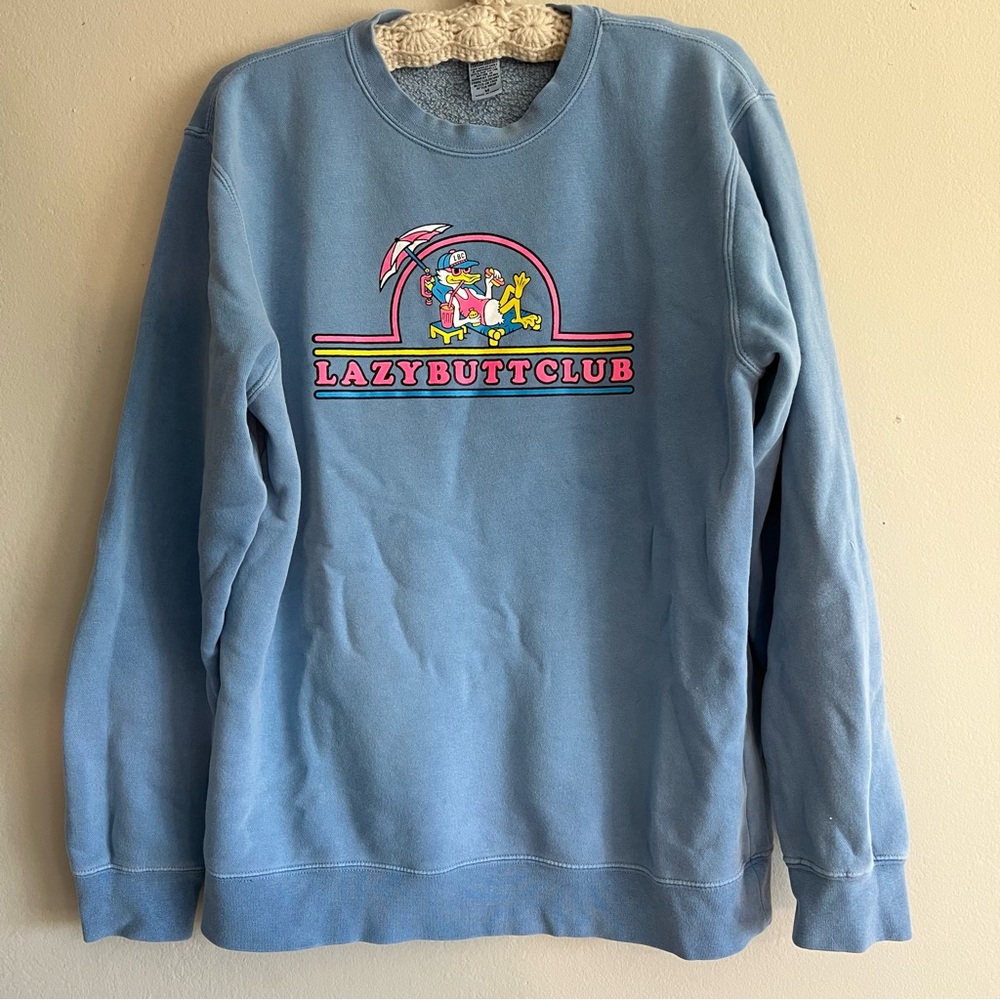 Lazy Butt Club Retro Blue Crewneck Sweatshirt